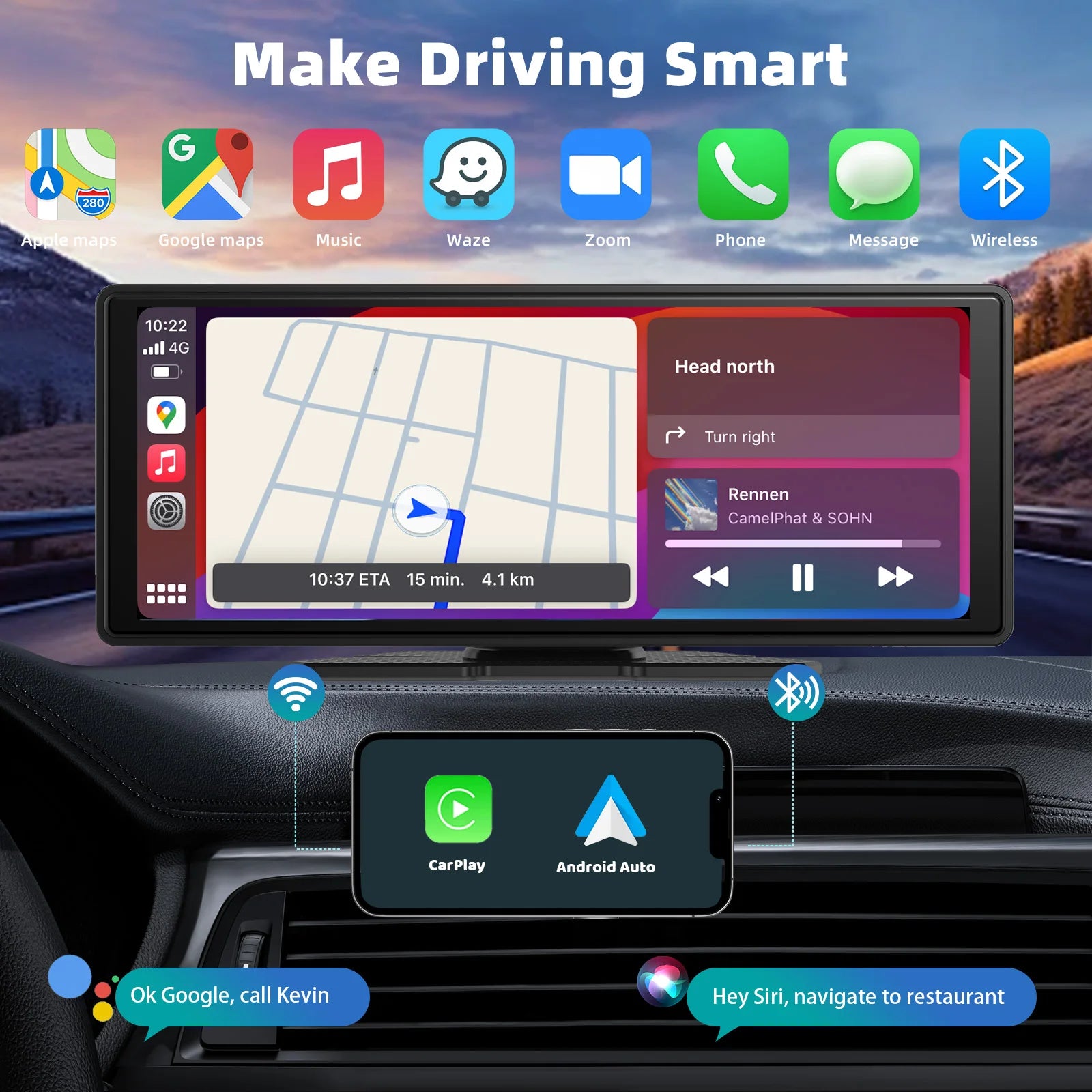 Pantalla táctil HD DriveZen™ de 10,26 pulgadas