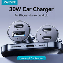 30W Mini Car Charger PD QC3.0 USB Type-C Fast Charging Car Charger Dual Ports Phone Charger For iPhone Samsung